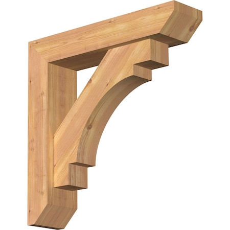 Ekena Millwork Merced Slat Smooth Bracket w/ Offset Brace, Western Red Cedar, 5 1/2"W x 24"D x 24"H BKT0604X24X24MRC06SWR